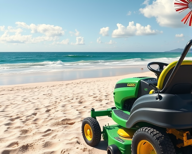 beach, green, lawn mower, popsicle